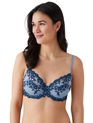 Wacoal Women's Lace Essentials Full Figure Unlined Underwire Bra, Celestial  Blue/Navy, 38D at  Women's Clothing store