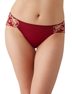 VNTG NWOT L (7) WACOAL 64949 HI-CUT BRIEF PANTY Red Stretch Lace