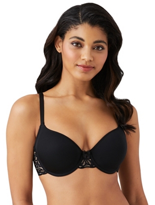 NWT **WACOAL** Body Suede Black Soft Knit Lace Full Coverage Bra, 32D,  #85116