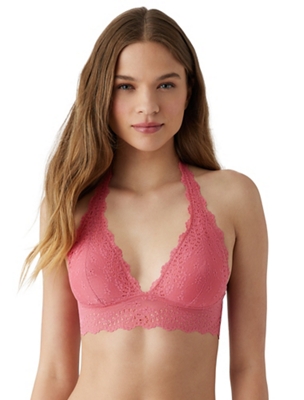 thumbnail image 2 of Zenana Women's Plunge Stretch Lace Halter Padded Bralette – Comfy, Cropped Top Style, Sizes S-3X 2 of 5