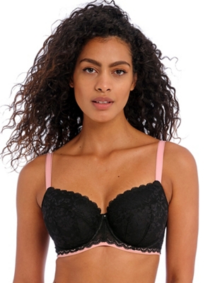 FANTASIE SOFIA BLACK UNDERWIRE PADDED HALF CUP BRA SIZE 32E / 10E